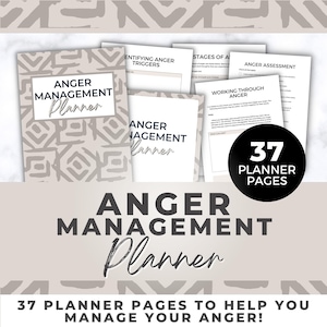 Anger Management Planner - Printable - Digital Mental Health Worksheets - Therapy Journal - Self Help - Stress Relief Workbook