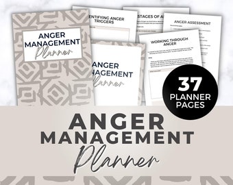 Anger Management Planner - Printable - Digital Mental Health Worksheets - Therapy Journal - Self Help - Stress Relief Workbook