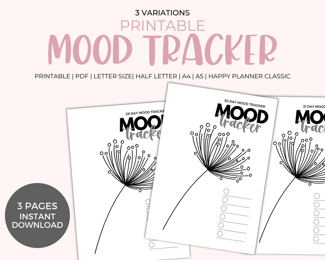 Mood Tracker Printable - Yearly Monthly Mood Planner, Circular Mood ...