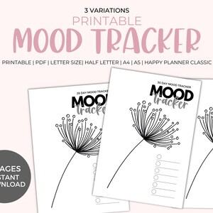 Mood Tracker Printable - Yearly Monthly Mood Planner, Circular Mood Chart, Bullet Journal, A5 Planner Inserts, Digital, Instant Download