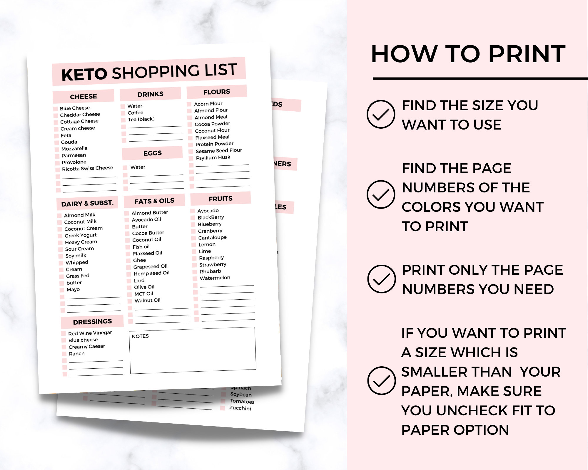 Keto Shopping List Printable, Keto Grocery List, Goodnotes Keto