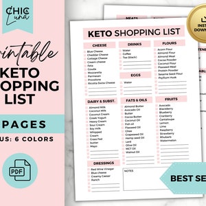 Keto Shopping List - Printable, Keto Grocery List, GoodNotes Keto Shopping List, Printable Keto List, Digital Keto Shopping List, PDF File