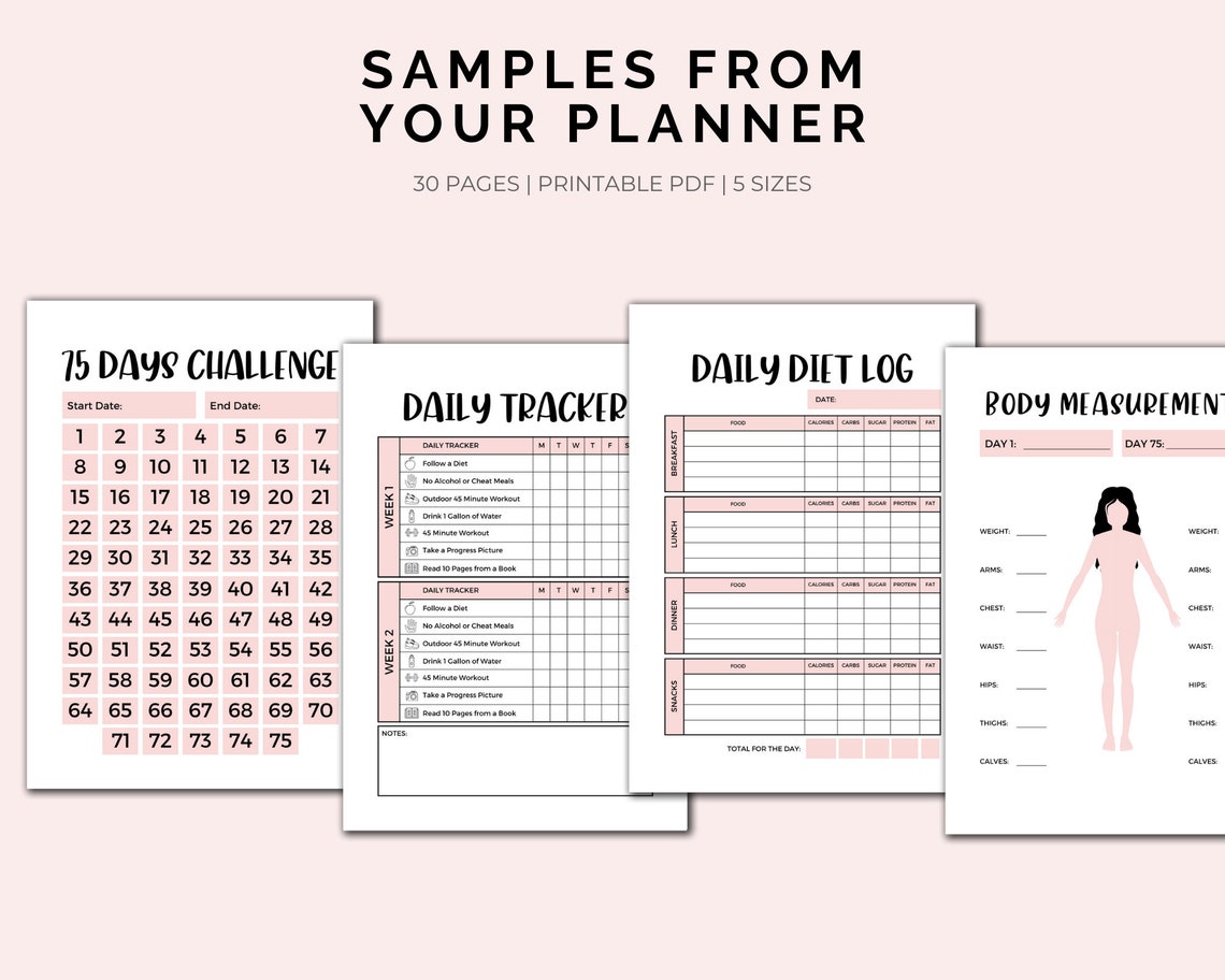 75 Day Fitness Challenge Tracker: Printable Planner (instant Download ...