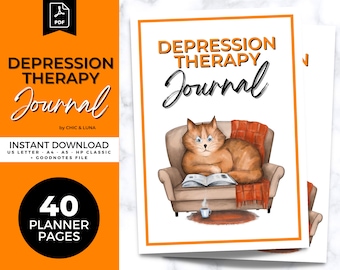 Journal de la santé mentale de la dépression | Planificateur de thérapie de dépression | Feuilles de travail sur la dépression | Traqueur de dépression | Planificateur de classeur imprimable