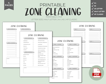 Zone Cleaning Tracker Printable: Home Cleaning Checklist (PDF Download)