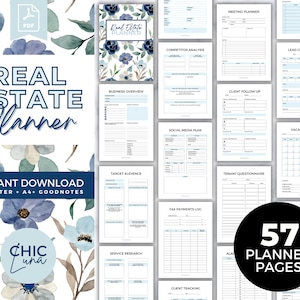 Real Estate Agent Planner | Printable | Realtor Checklist | Real Estate Questionnaires | Realtor Surveys | Real Estate Log | Realtor Planner
