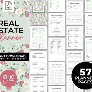 Real Estate Agent Planner | Printable | Realtor Checklist | Real Estate Questionnaires | Realtor Surveys | Real Estate Log | Realtor Planner