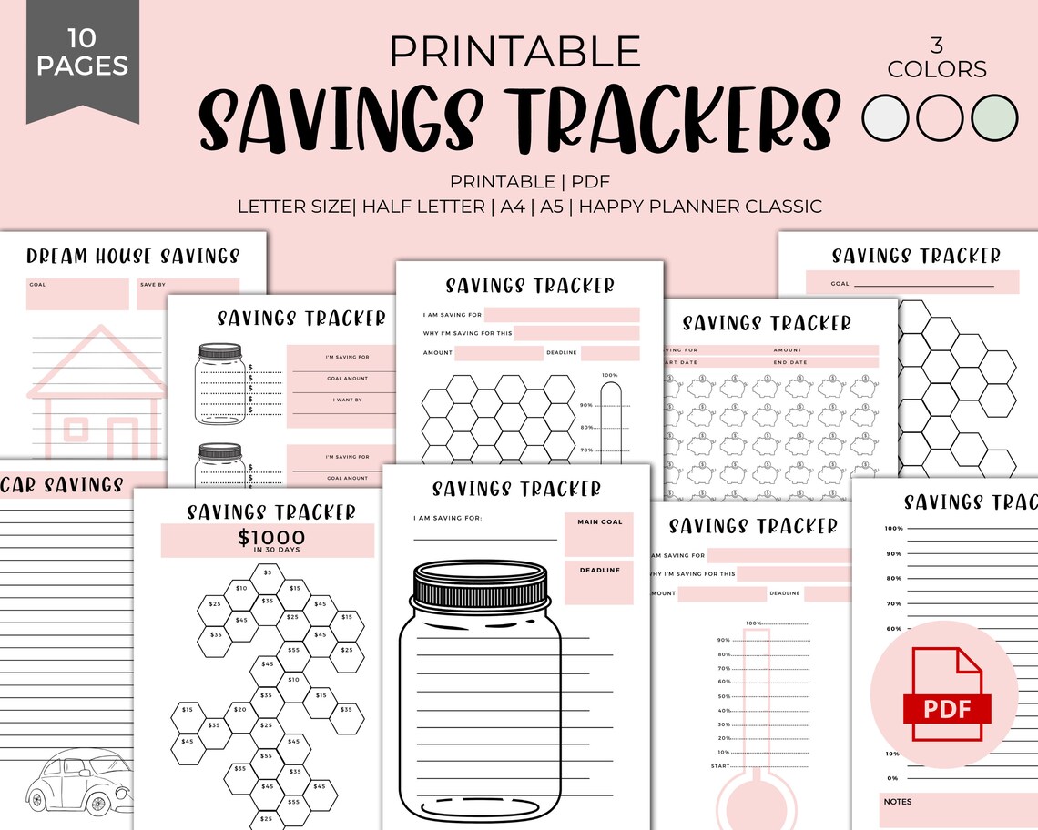 Money Savings Tracker Printable Instant Download Savings | Etsy