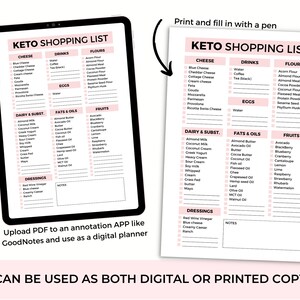 Keto Shopping List - Printable, Keto Grocery List, Goodnotes Keto ...