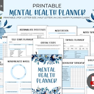 Mental Health Daily Journal Printable, Therapist, Anxiety Tracker, Mood ...