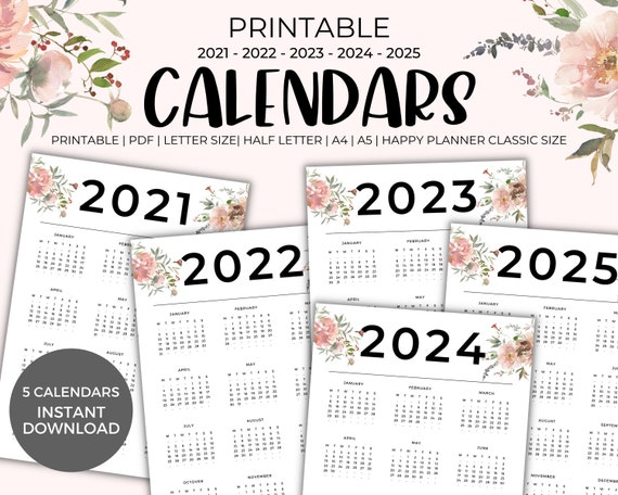 Etsy 2025 Printable Calendar - Junie Margret