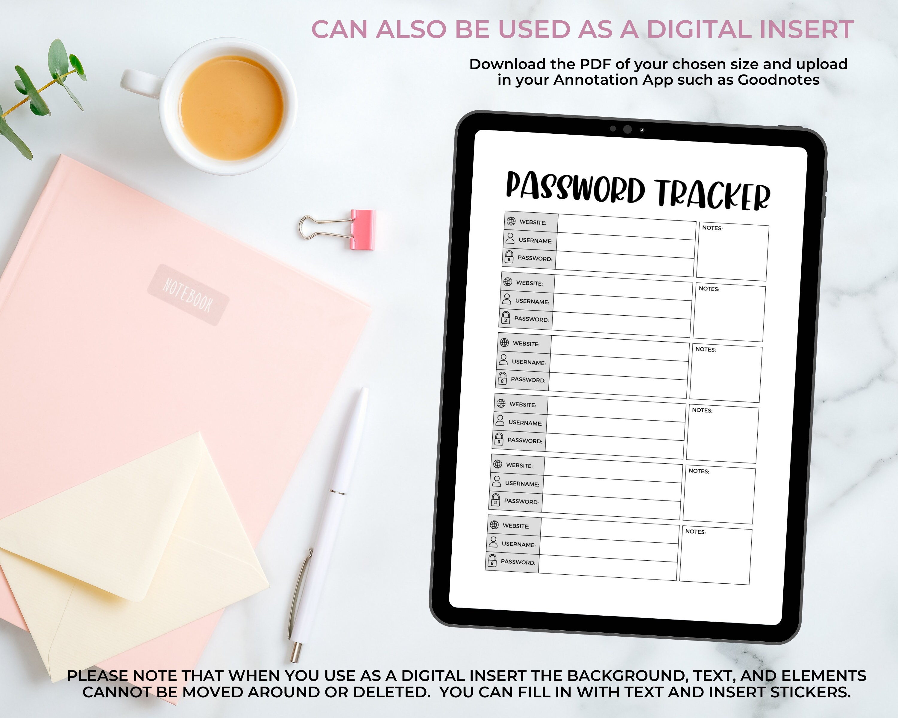 Printable Password Tracker: Personal Planner Inserts (PDF Download) - Etsy
