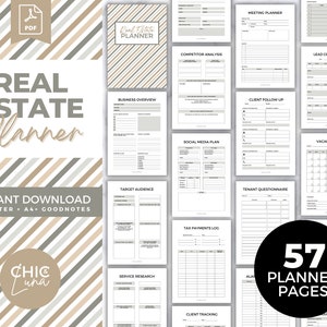 Real Estate Agent Planner | Printable | Realtor Checklist | Real Estate Questionnaires | Realtor Surveys | Real Estate Log | Realtor Planner