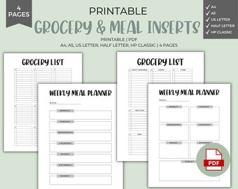Weekly Meal Planner Printable: Grocery List, A4 A5 Letter Size (PDF)