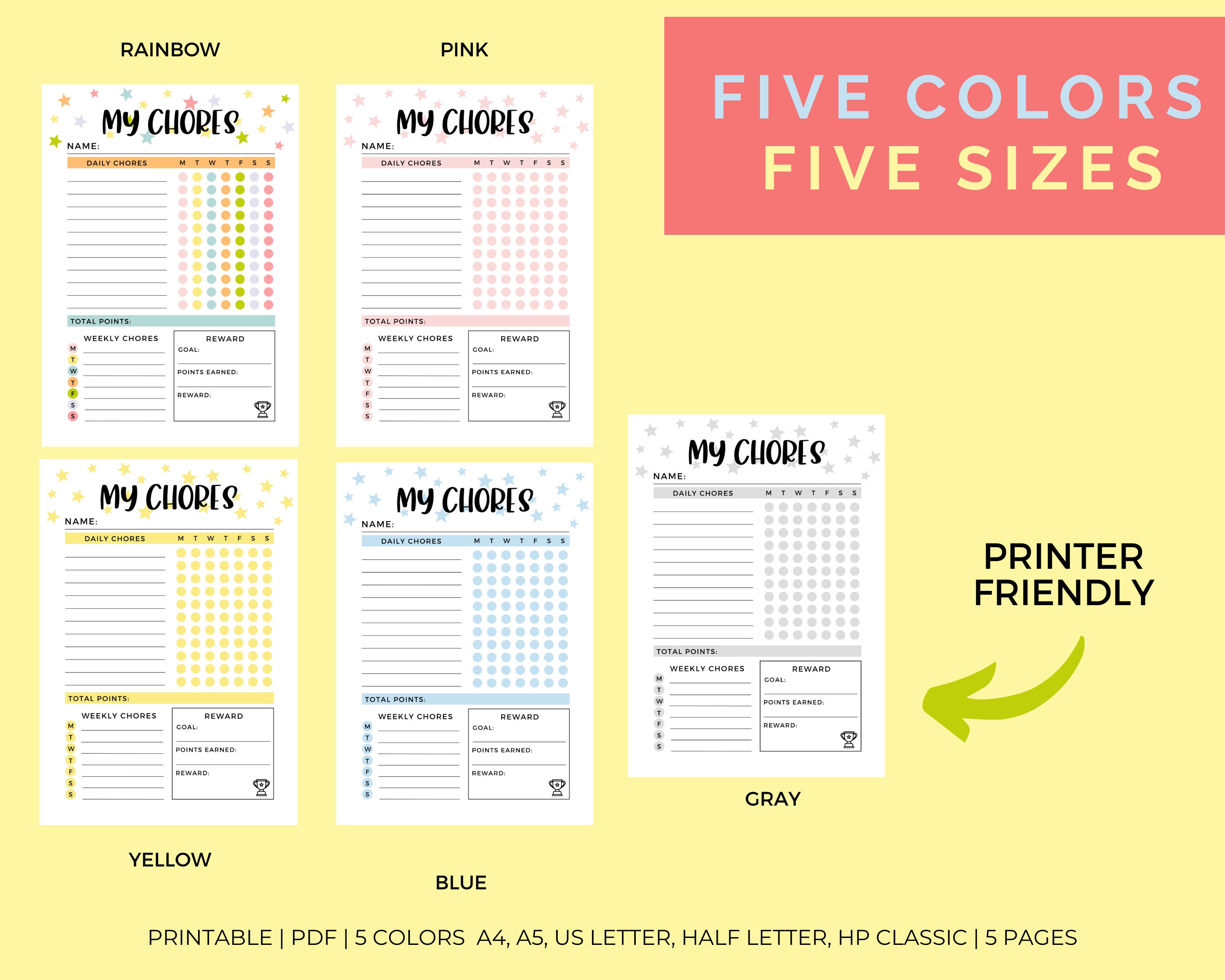 Kids Chores Tracker Printable Instant Download Daily Weekly | Etsy ...