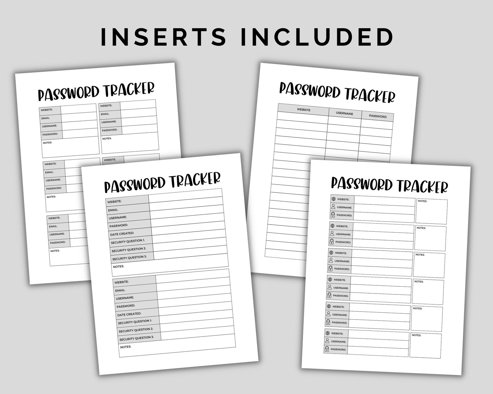 Printable Password Tracker Download Log Personal Planner - Etsy