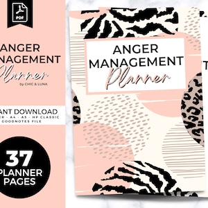 Anger Management Planner - Printable - Digital Mental Health Worksheets - Therapy Journal - Self Help - Stress Relief Workbook