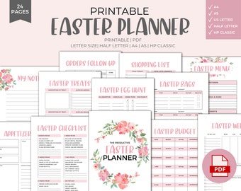 Easter Planner Printable - Download, Easter Organizer, Easter Journal, Easter Gifts, Easter Egg Hunt, Easter Bunny, Easter Menu, Holiday