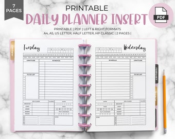 Daily Planner Printable - Download, ADHD Planner, Work Planner, Study Planner, HP Big Happy Planner, PDF Printable Inserts