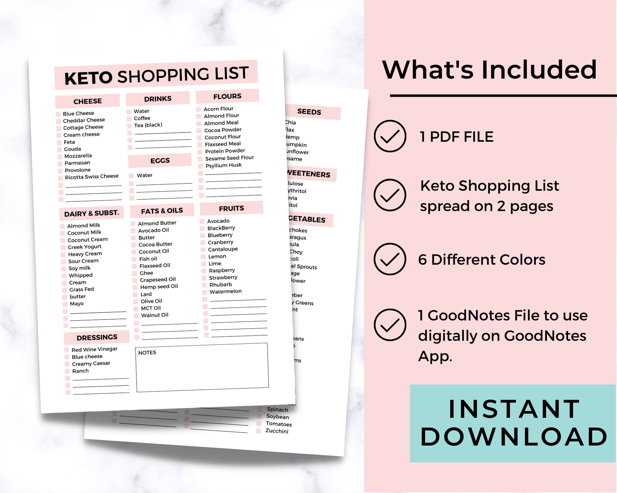 Keto Shopping List Printable Keto Grocery List Goodnotes Keto