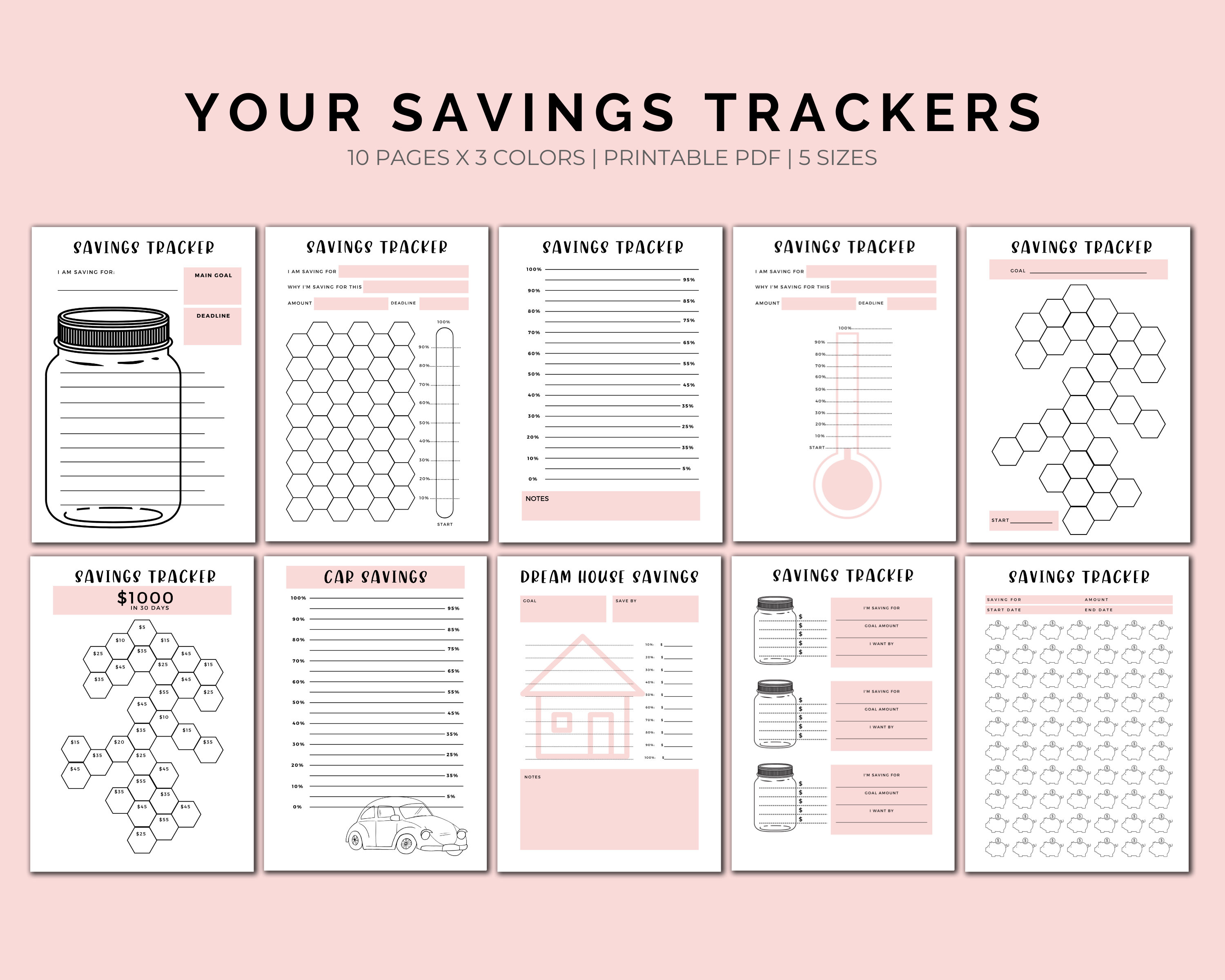Money Savings Tracker Printable Instant Download Savings | Etsy