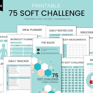 75 Soft Challenge Tracker, Weight Loss Tracker, Fitness Challenge, 75 Soft Challenge Printable Planner, Daily 75 Soft Challenge Journal