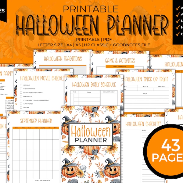 Halloween Planner Printable, Goodnotes Halloween Planner, Halloween Digital Planner, Holiday Planner, Halloween Planner Insert, Schedule
