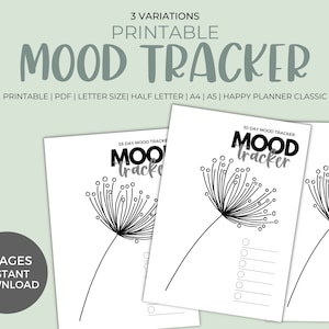 Mood Tracker afdrukbaar - jaarlijkse maandelijkse stemmingsplanner, circulaire stemmingsgrafiek, Bullet Journal, A5 Planner Inserts, digitaal, Instant Download