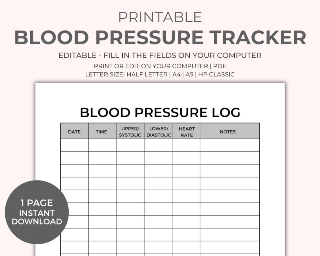 Blank Blood Pressure Chart Printable