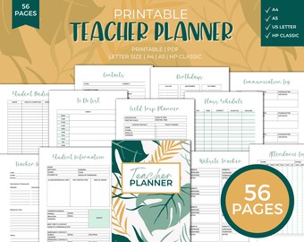 Teacher Planner Undated, Lesson Planner Printable, Academic Planner, Classroom Roster, Agenda, A4, Letter, A5, HP Classic