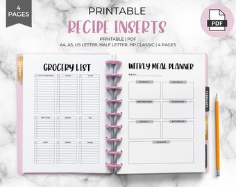 Weekly Meal Planner Printable: Grocery List, A4 A5 Letter Size (PDF Download)