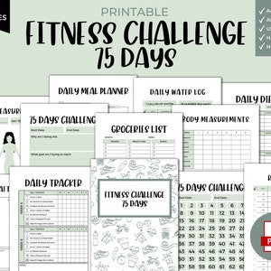 Fitness Challenge 75 Day Tracker Printable - Instant Download, Weight Loss Pack, Weight Reduce, Improve Health, 75 Fitness Challenge Planner