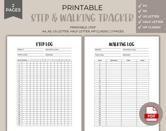 Step & Walking Tracker - Printable, Download, Step log, Planner Insert, A4, A5, Printable Planner, Fitness Tracker, Workout Tracker