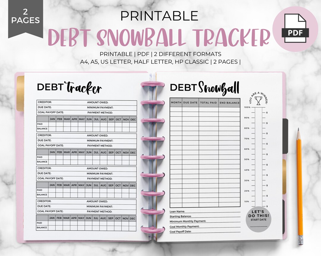 Debt Snowball Tracker Printable - Instant Download, Debt Payoff ...