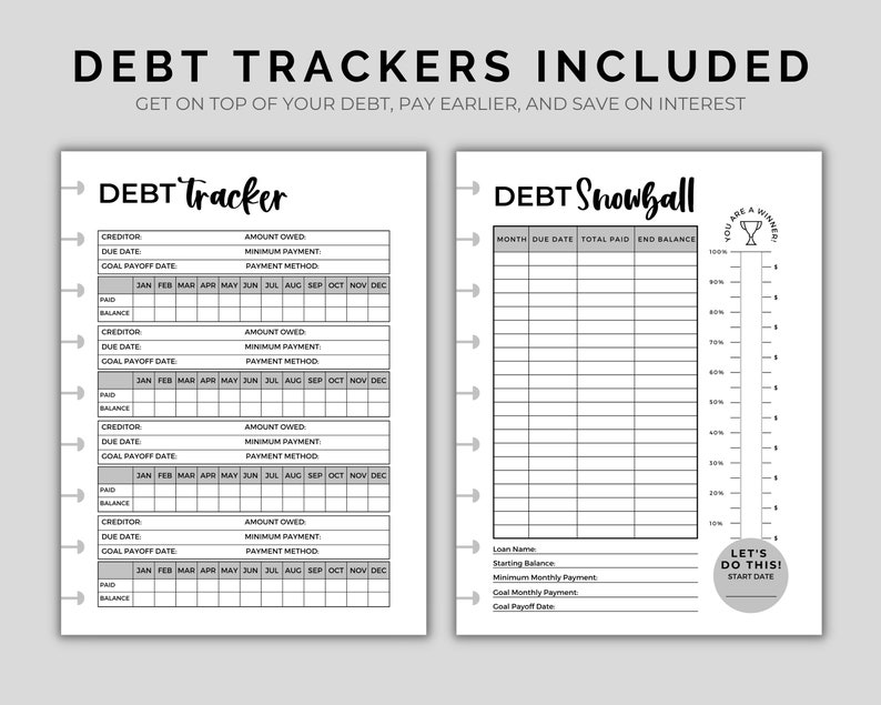 Debt Snowball Tracker Printable Instant Download Debt | Etsy