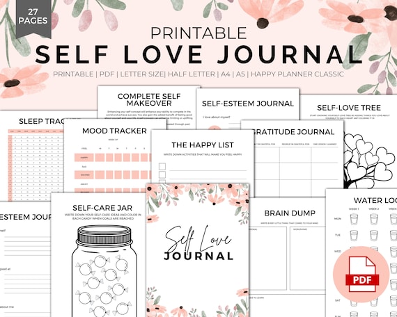 Self Love Journal Printable: Wellness Planner & Mood Tracker (PDF)