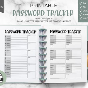 Printable Password Tracker - Download, Log Personal Planner Inserts ...