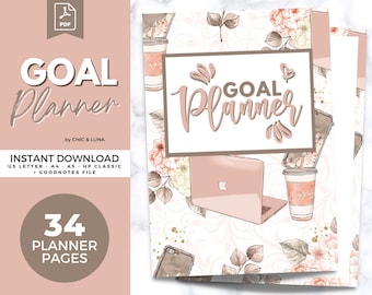 Goal Planner BUNDLE | Goal Tracker, 2023 Tracker | New Year Goals | Productivity Planner | Goal Timeline | Goal Setting | Goal Worksheet