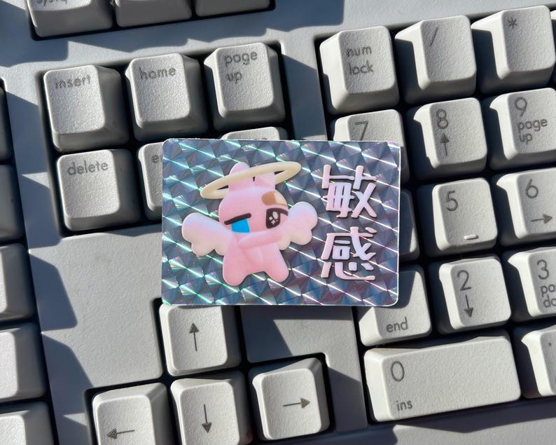 Hurt Bunny Holographic Waterproof Sticker: Menhera Webcore Animecore Cybercore Y2K Heisei Retro Frutiger Aero image 1