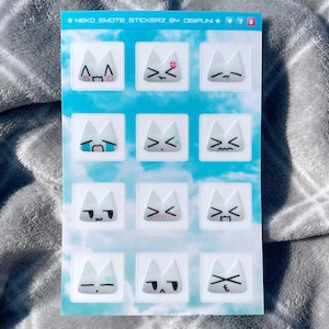 Neko Emote Sticker Sheet: Webcore Animecore Cybercore Y2K Heisei Retro Juminocore Frutiger Aero image 1