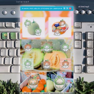 MELON TANGERINE STICKERS heisei retro animecore webcore cybercore fruitcore fruits y2k aesthetic kawaii stationery frutiger aero juminocore