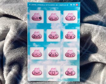 Usagi Kaomoji Sticker Sheet: Webcore Animecore Cybercore Y2K Heisei Retro Juminocore Frutiger Aero