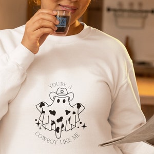 Taylor Halloween Crewneck Sweatshirt: Cute Halloween Cowboy Shirt For Swift ies