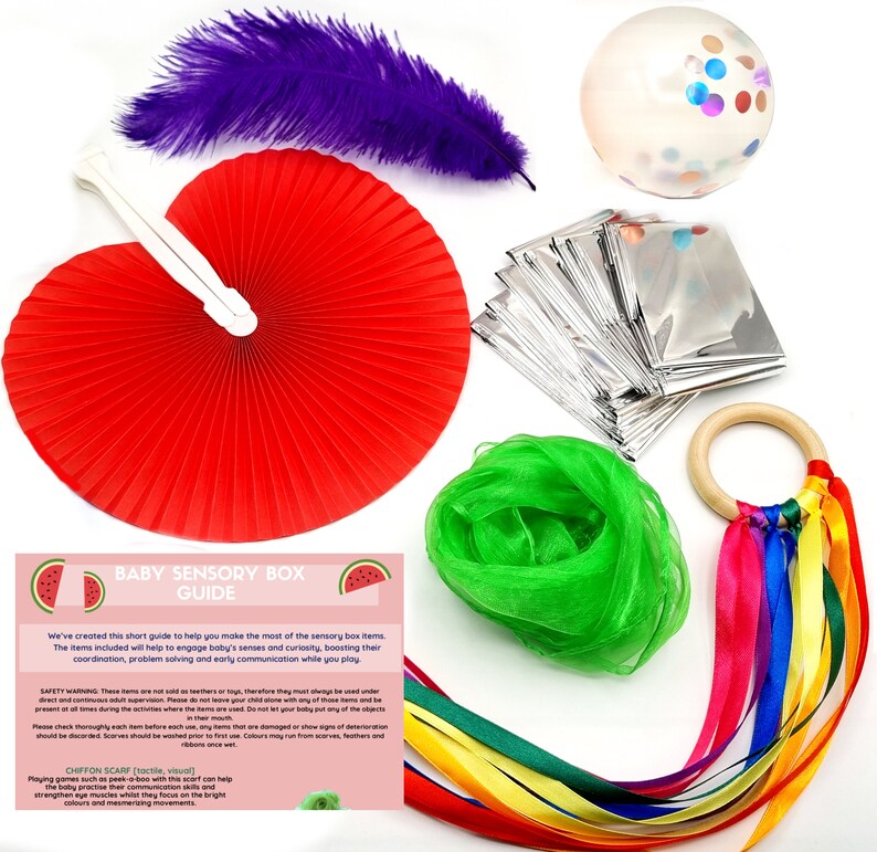 6 Piece Baby Sensory Box UK Sensory Box for Babies Rainbow Etsy