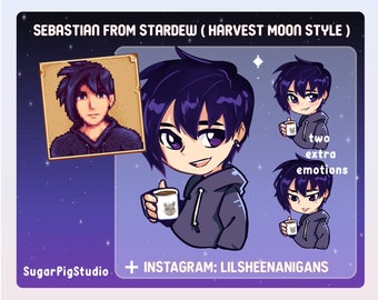 Sebastian Stardew Valley PNGTuber: 8 Expressions for Twitch/YouTube (Veadotube Mini)