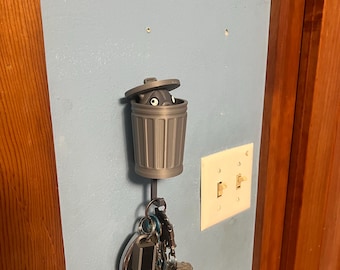 Raccoon Trash Can Key Holder, Wall Key Hanger, Funny Entryway Organizer