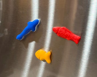 Handmade Snack Magnets: Swedish Fish, Goldfish, Shark Gummy Set