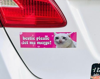 Bestie Please let me merge! :( Cat Bumper sticker