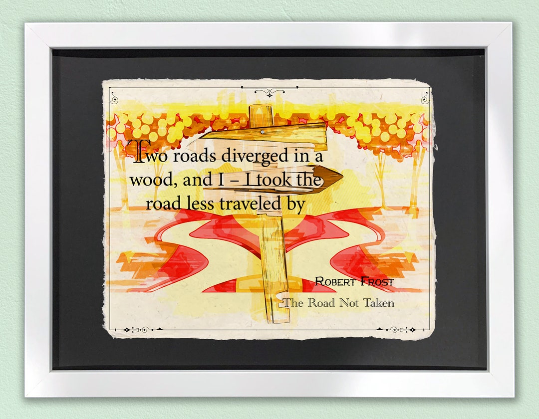 Poetry Art Print Framed Wall Art Poetry Quote Art the Road Not Taken