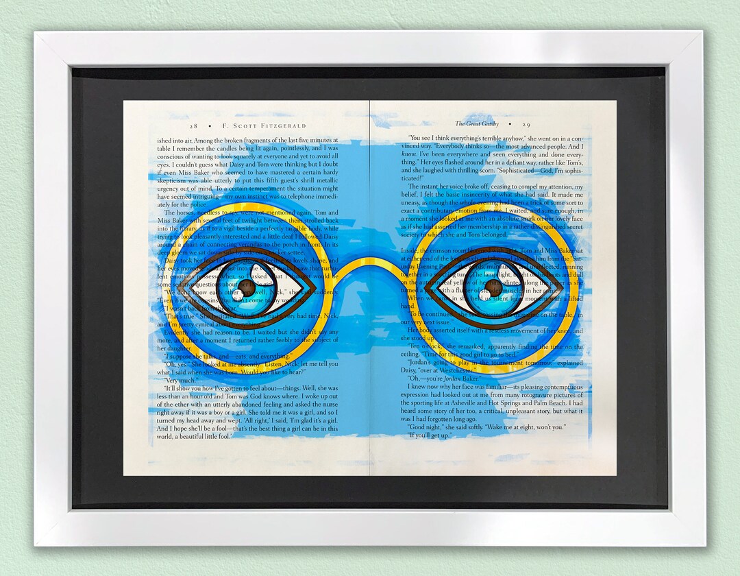 Great Gatsby Art Print Framed Wall Art Book Page Art Dr TJ Eckleburg